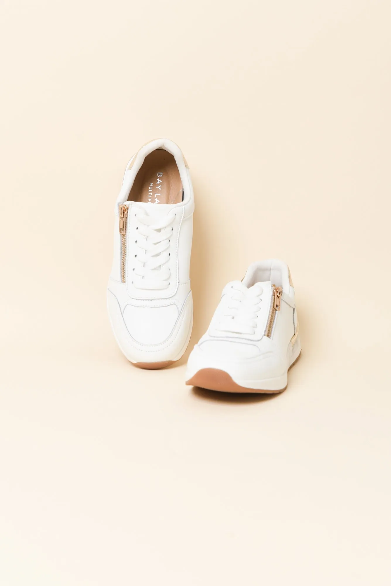 Glebe White Contrast Leather Zip Sneaker sold by Blue Bungalow product image thumbnail 2