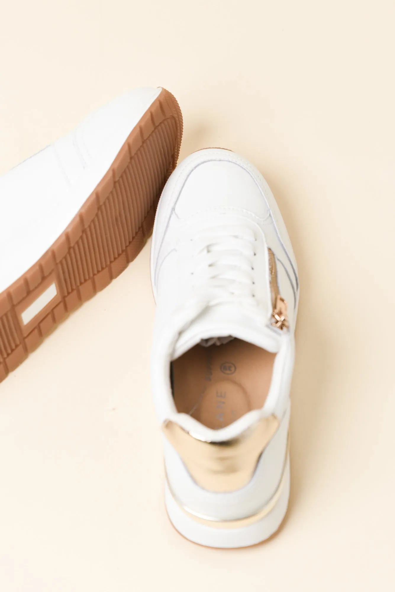 Glebe White Contrast Leather Zip Sneaker sold by Blue Bungalow product image thumbnail 3