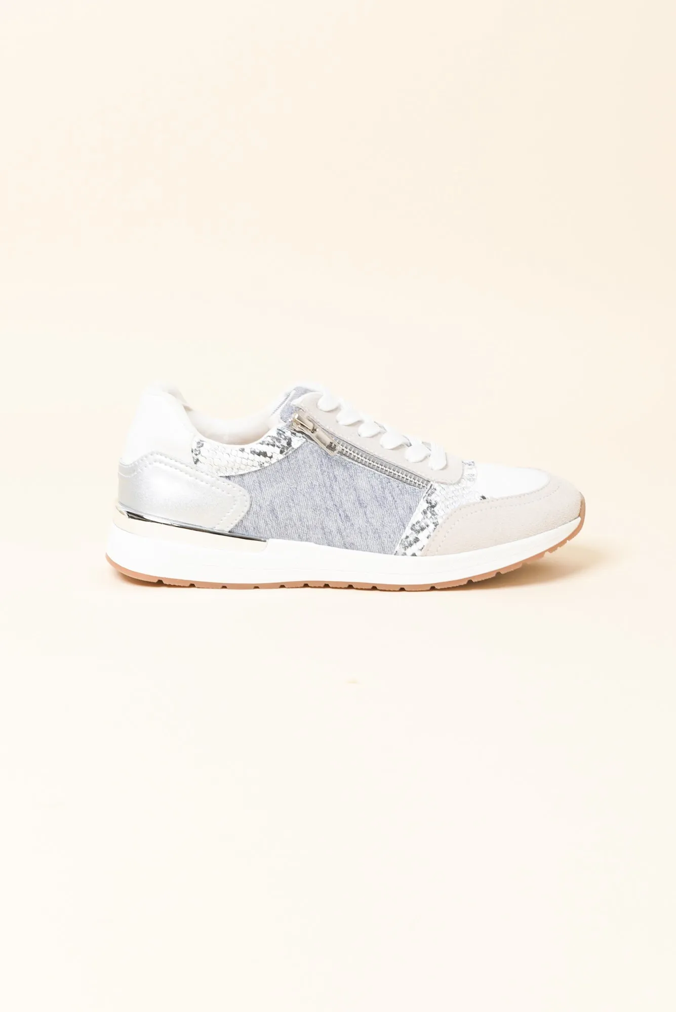 Glebe Denim Multi Leather Zip Sneaker sold by Blue Bungalow