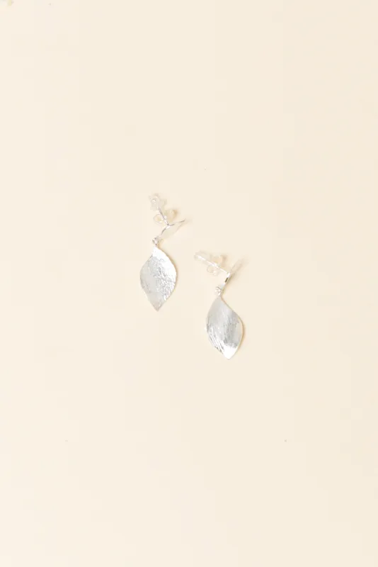 Lyndall Silver Leaf Drop Earrings made by Blue Bungalow