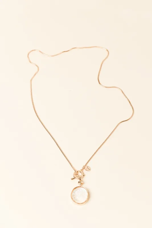 Pera White Circle Pendant Necklace made by Blue Bungalow