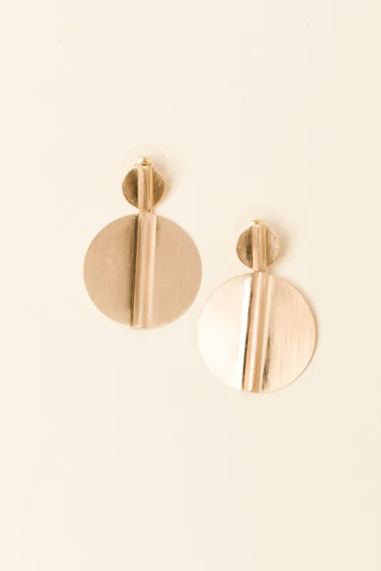 Tito Gold Circle Drop Earrings made by Blue Bungalow
