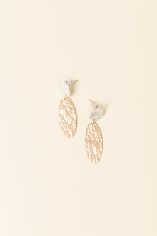 Simba Two Tone Beaten Drop Earrings made by Blue Bungalow