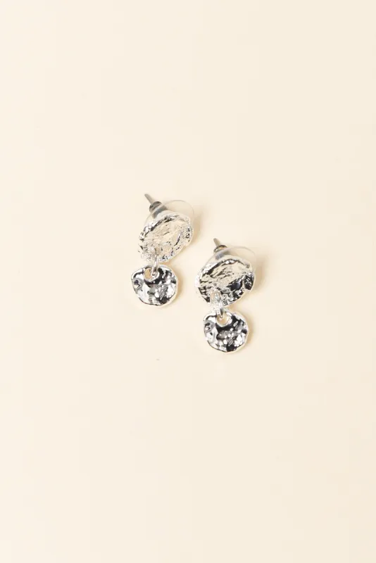 Rydell Silver Beaten Circle Earrings sold by Blue Bungalow