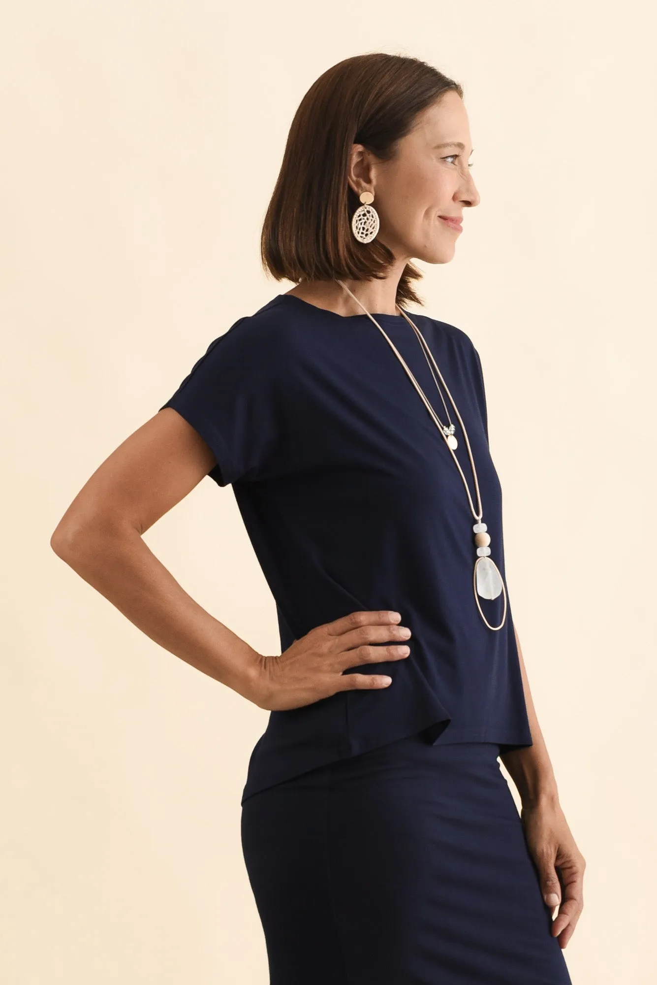 Wilde Navy Bamboo Box Tee sold by Blue Bungalow product image thumbnail 3