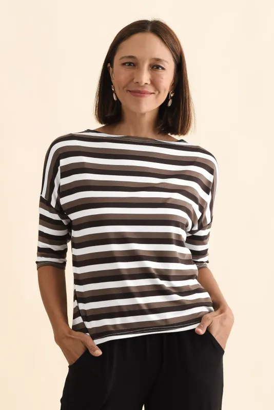 Camila Brown Stripe Bamboo Top made by Blue Bungalow