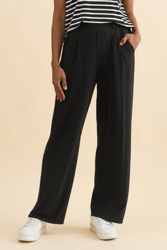 Billie Black Bamboo Wide Leg Pants made by Blue Bungalow