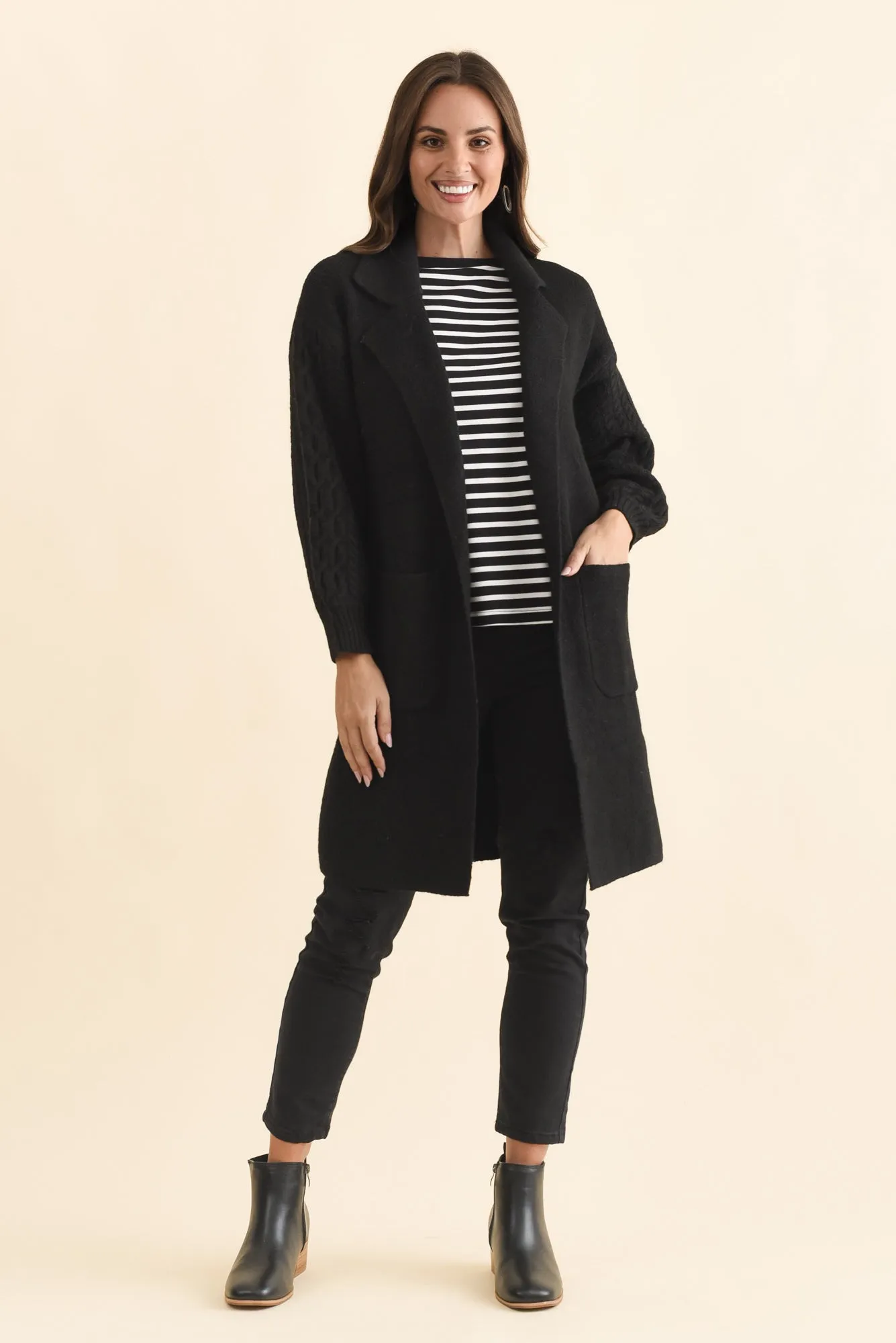 Kayleigh Black Knit Coatigan sold by Blue Bungalow product image thumbnail 2