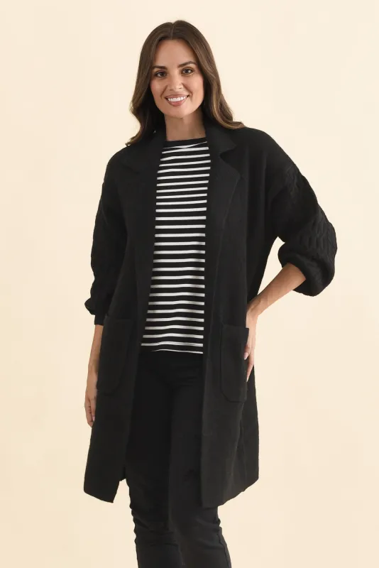 Kayleigh Black Knit Coatigan made by Blue Bungalow