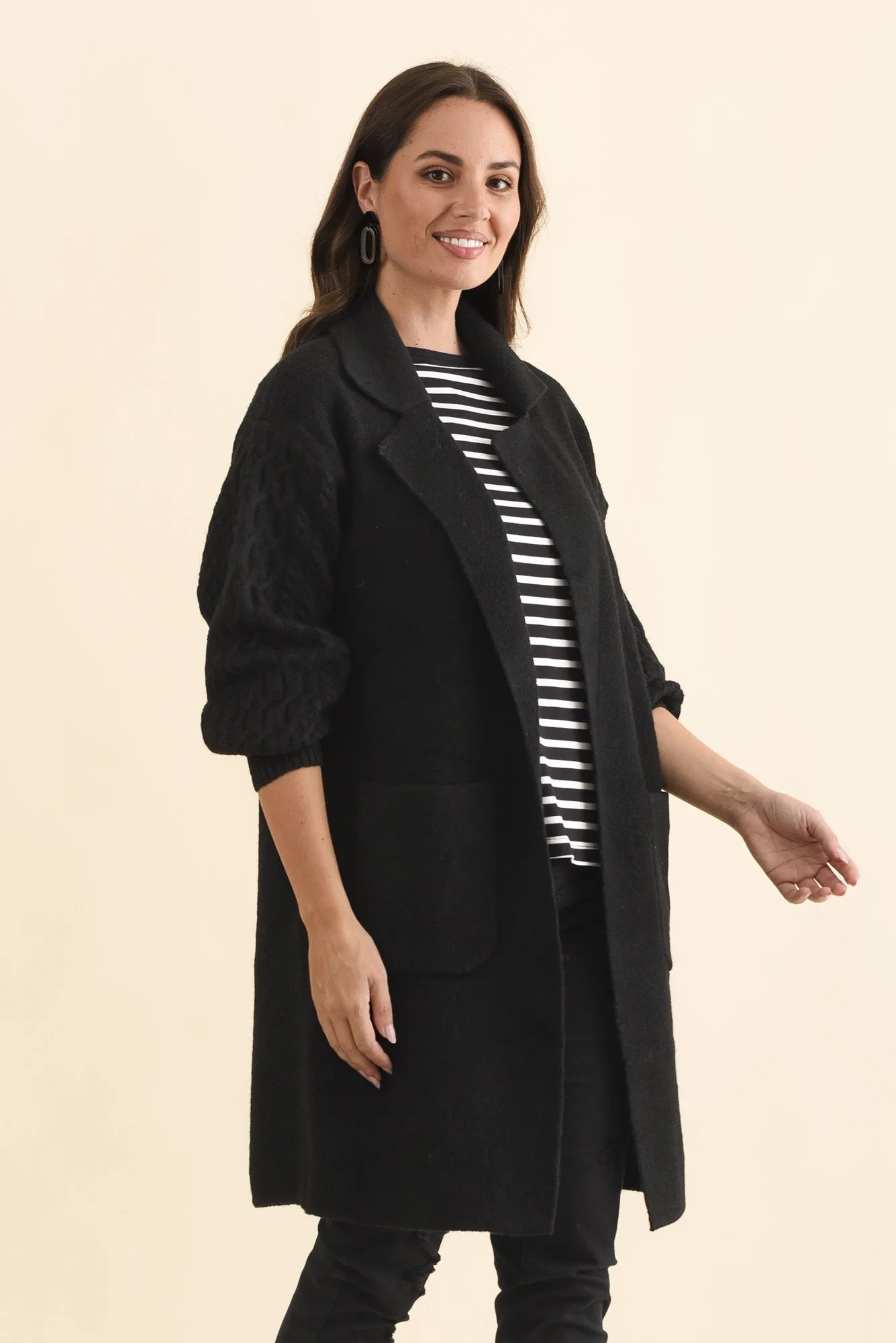 Kayleigh Black Knit Coatigan sold by Blue Bungalow product image thumbnail 3