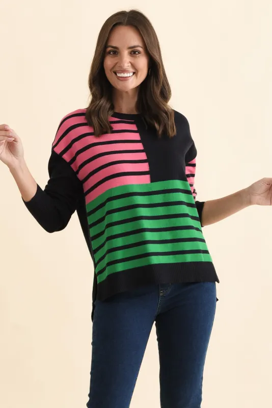 Effie Navy Stripe Knit Jumper made by Elm Lifestyle