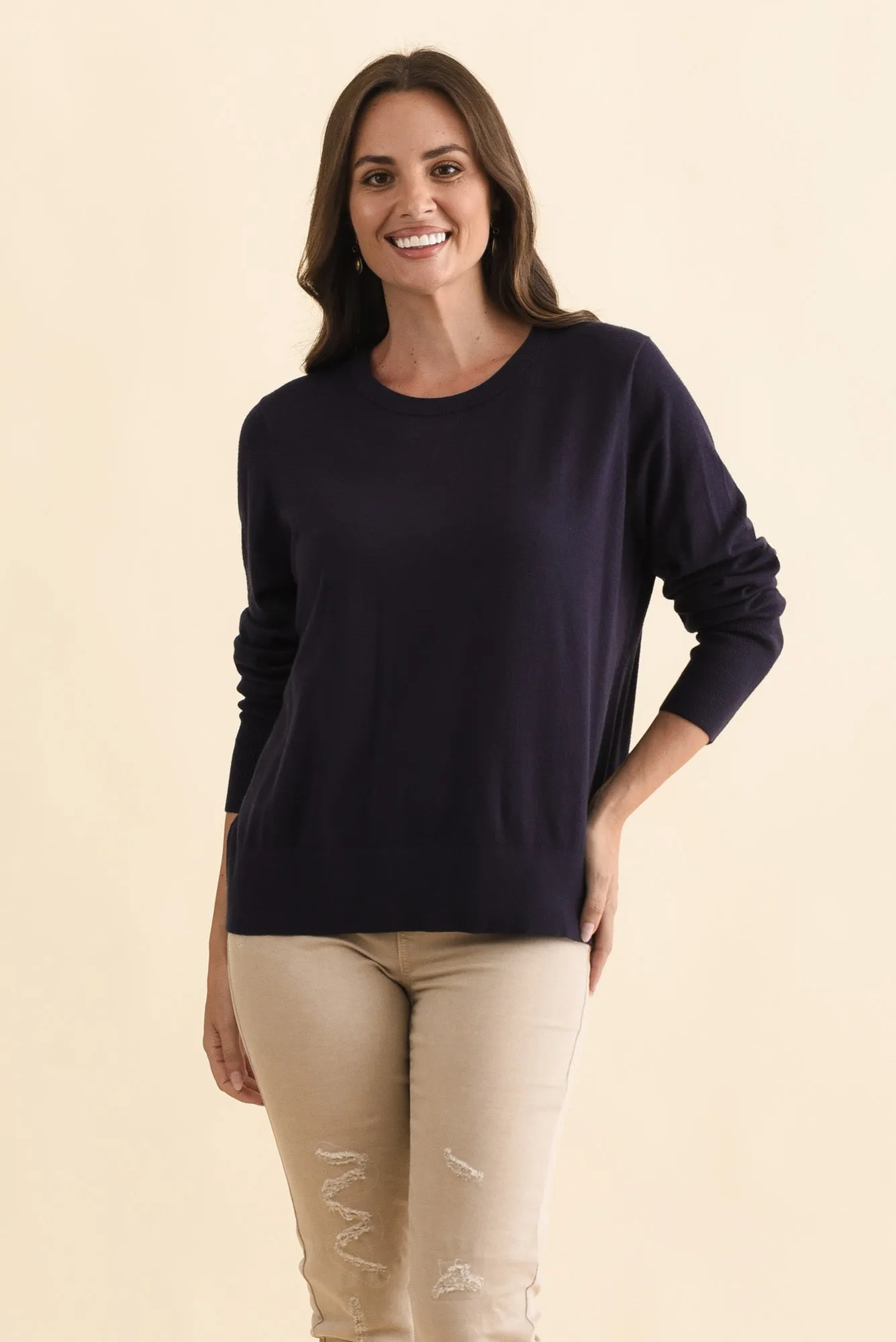 Sunny Navy Long Sleeve Knit Top sold by Blue Bungalow