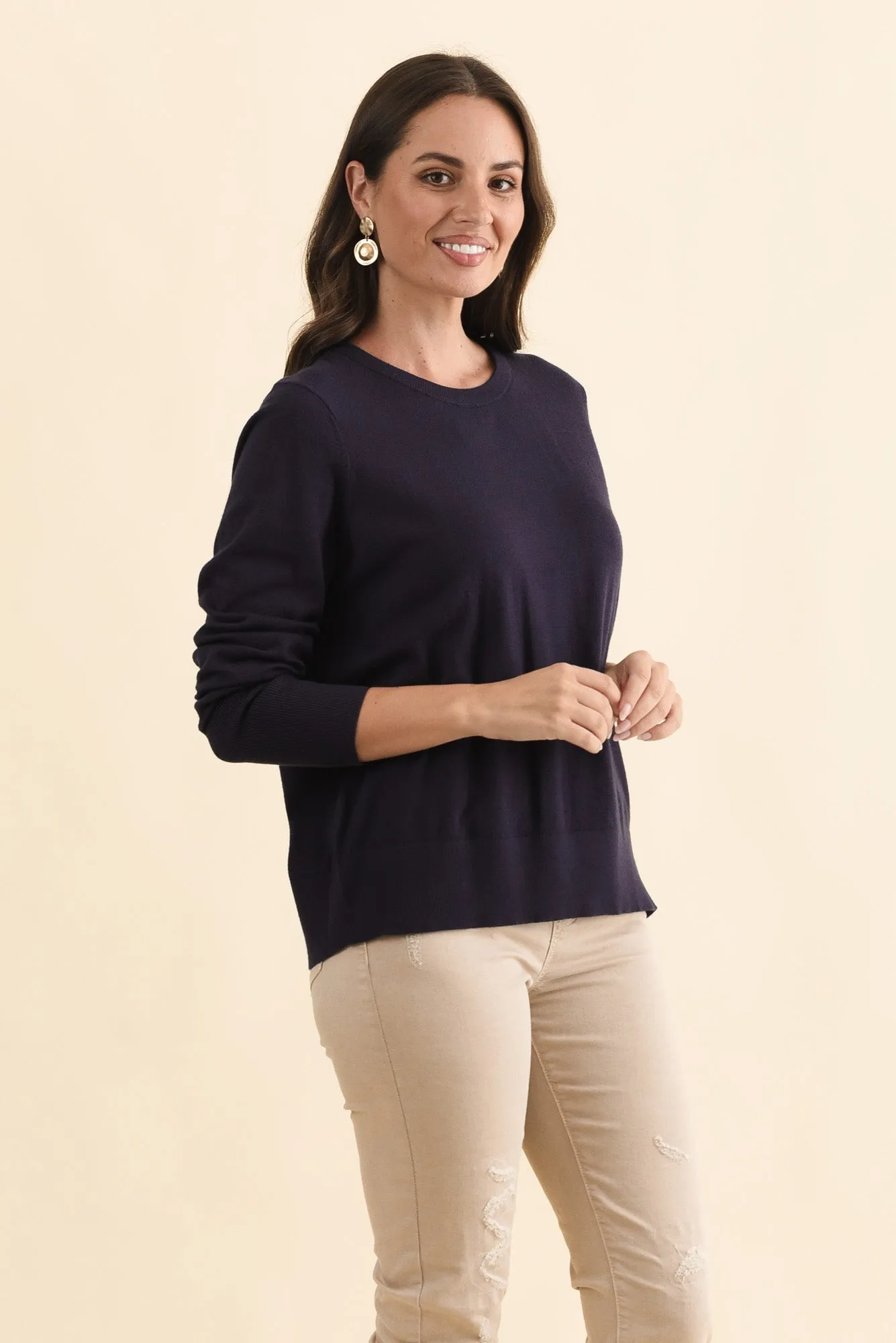 Sunny Navy Long Sleeve Knit Top sold by Blue Bungalow product image thumbnail 3