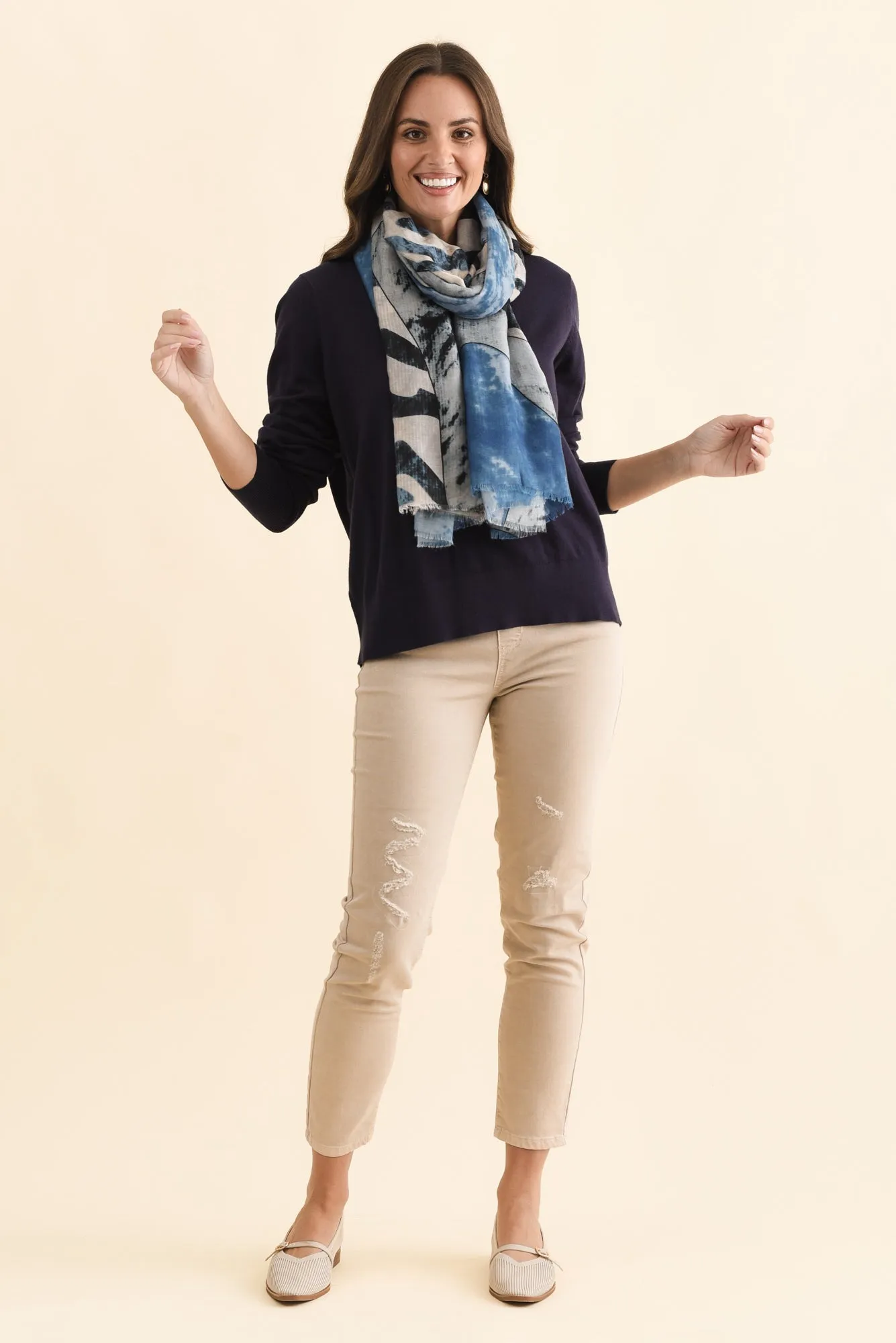 Sunny Navy Long Sleeve Knit Top sold by Blue Bungalow product image thumbnail 2