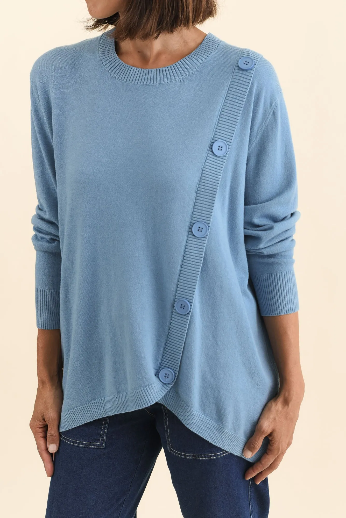 Dianne Blue Button Knit Jumper sold by Blue Bungalow product image thumbnail 5