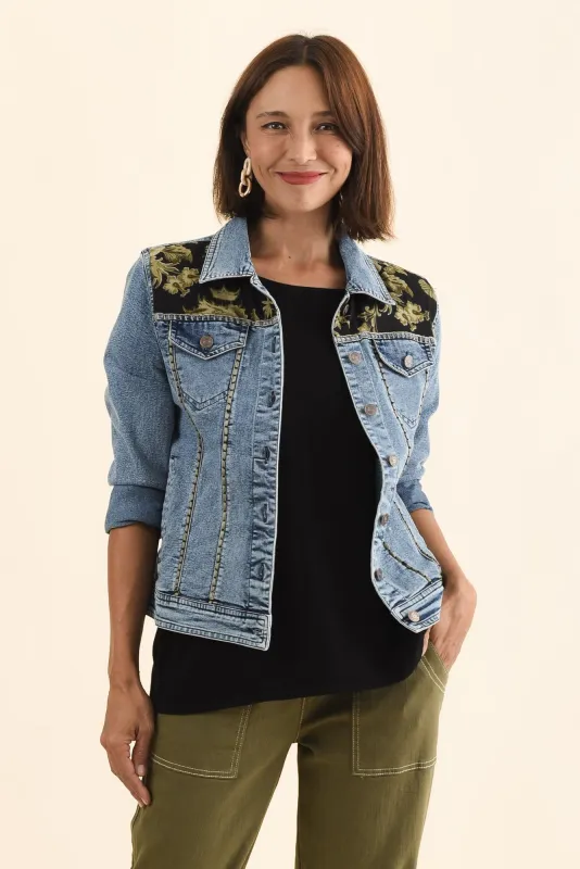 Gaia Pink Tiger Denim Jacket made by Blue Bungalow