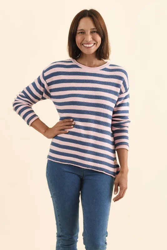 Ivana Pink Stripe Cotton Knit Top sold by Blue Bungalow