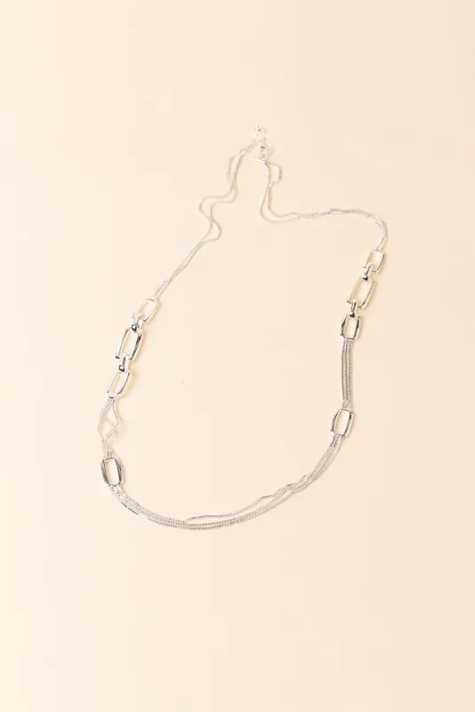 Protara Silver Rectangle Chain Necklace made by Blue Bungalow