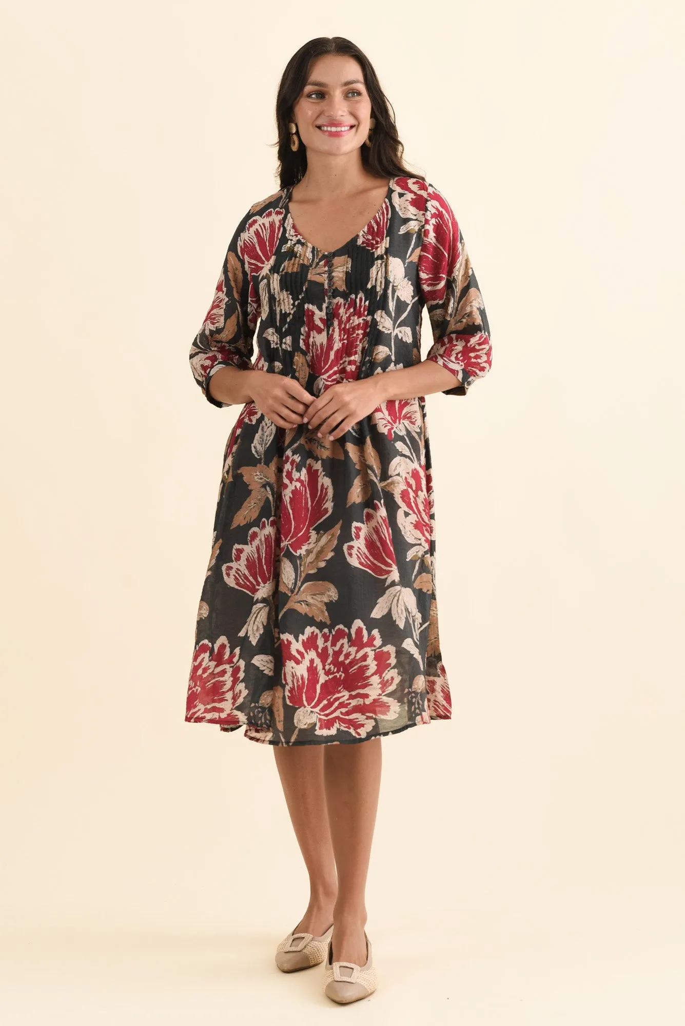 Arcadia Green Floral Button Dress sold by Blue Bungalow product image thumbnail 2