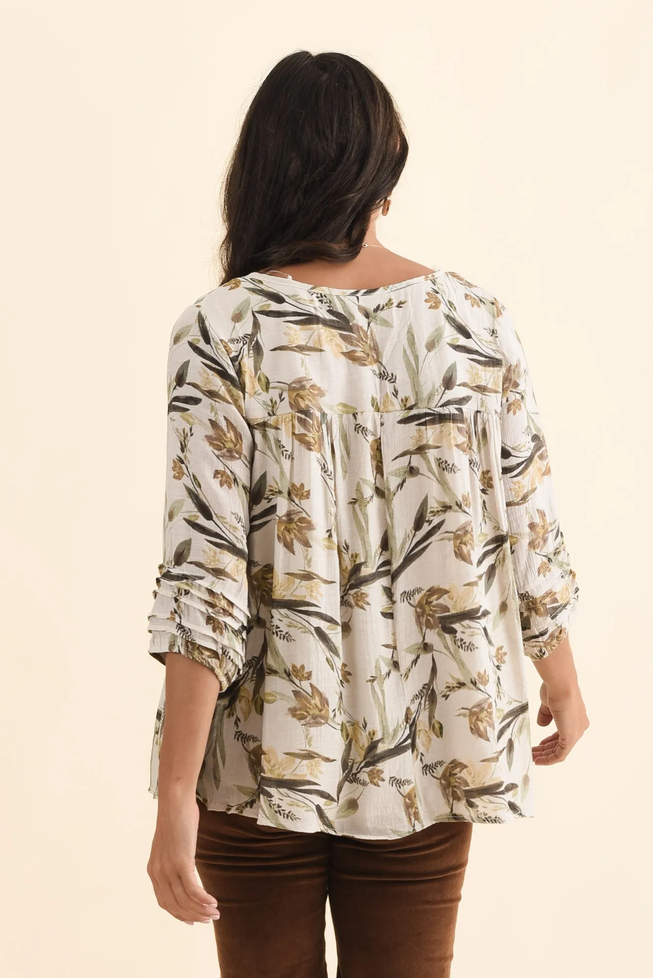 Ramirez Beige Flower Button Top sold by Blue Bungalow product image thumbnail 4