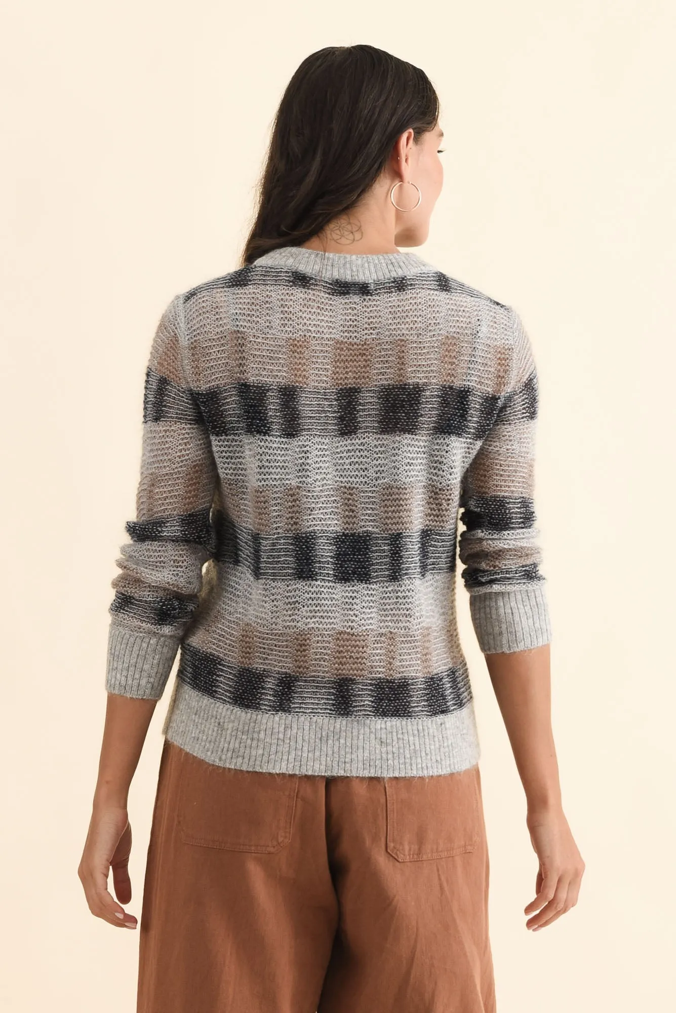 Ciara Grey Stripe Mohair Wool Knit Jumper sold by Blue Bungalow product image thumbnail 4