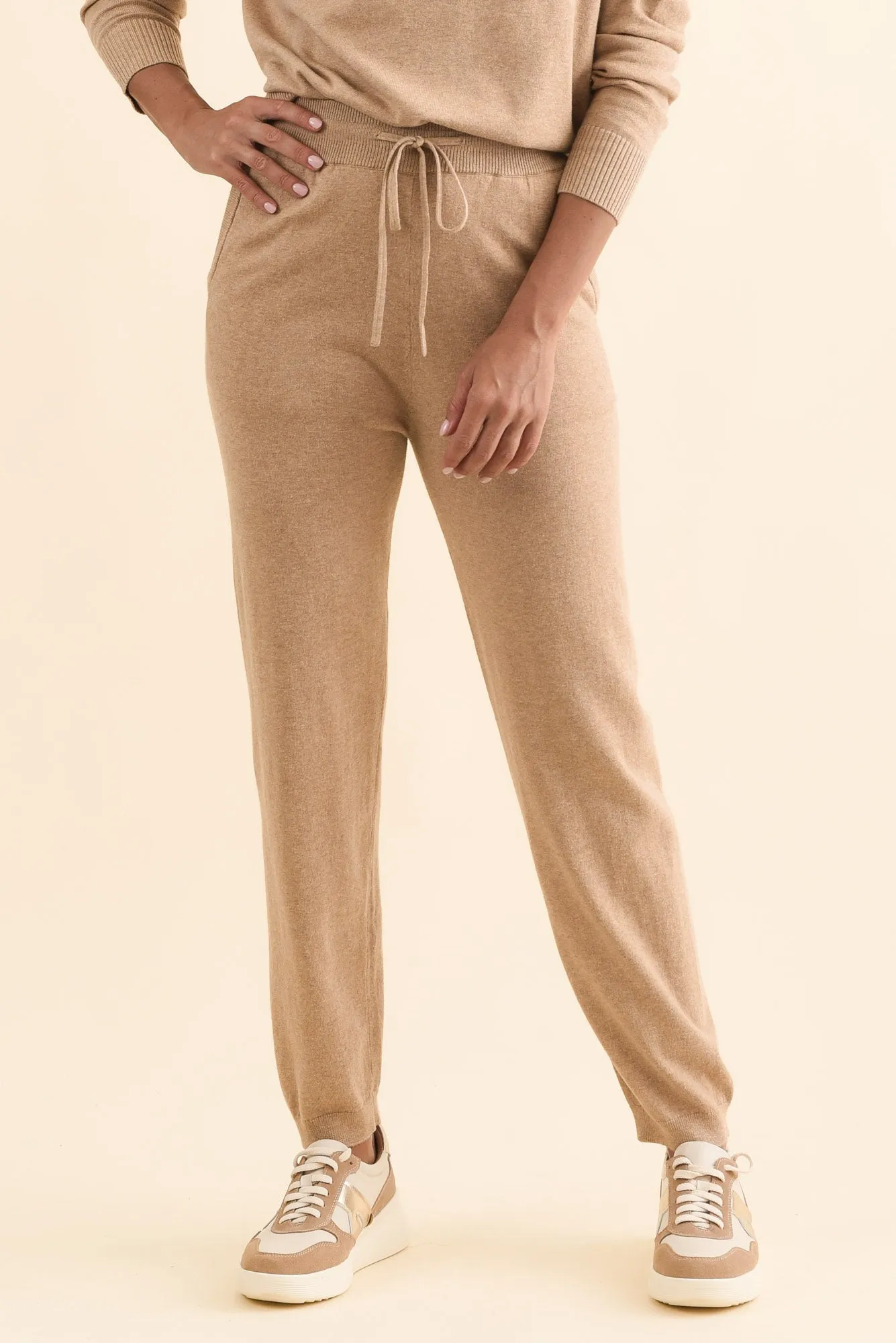 Rowan Cream Cotton Cashmere Knit Pants sold by Blue Bungalow