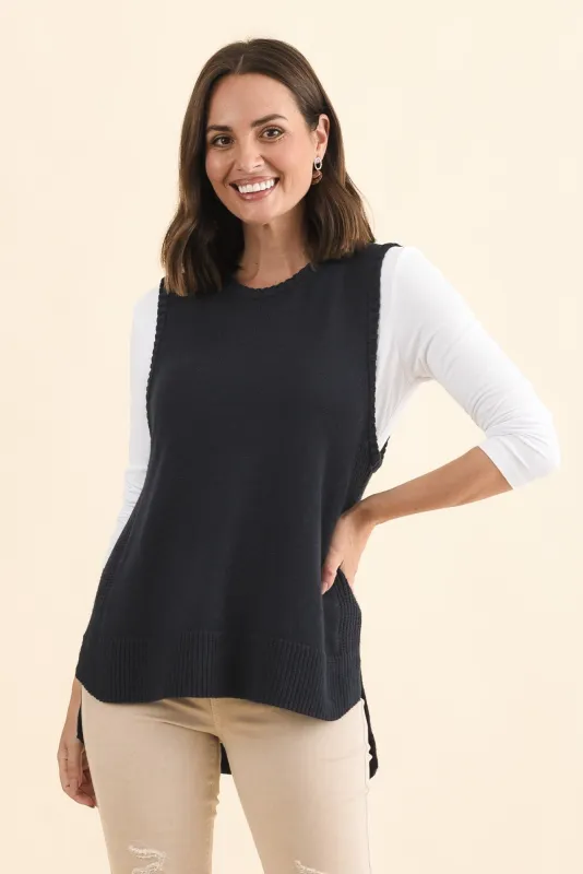 Laurell Navy Knit Crewneck Vest made by Blue Bungalow