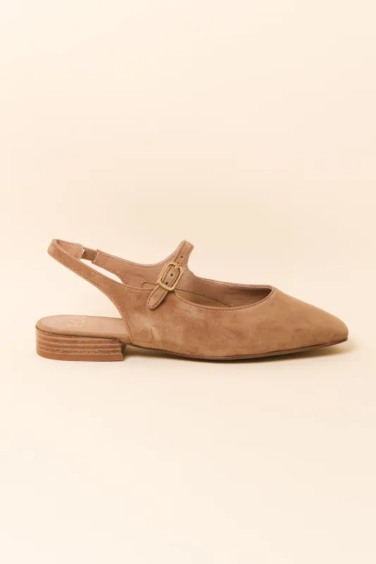 Sophina Camel Suede Slingback Mule made by eos
