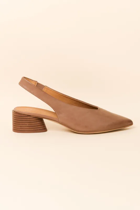 Hatti Taupe Leather Slingback Heel made by eos