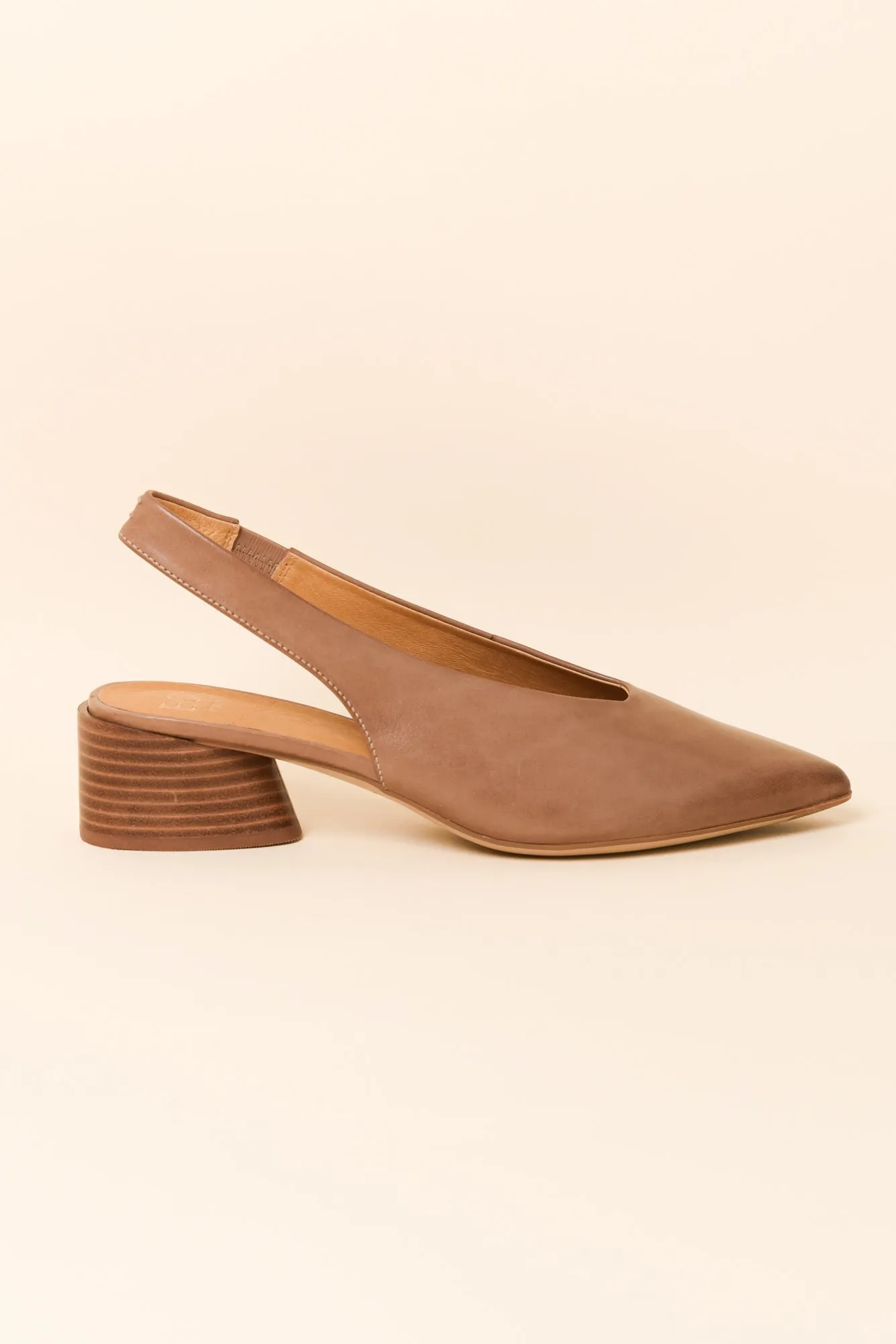 Hatti Taupe Leather Slingback Heel sold by Blue Bungalow