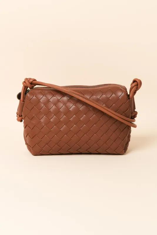 Tellaro Tan Woven Crossbody Bag made by Blue Bungalow
