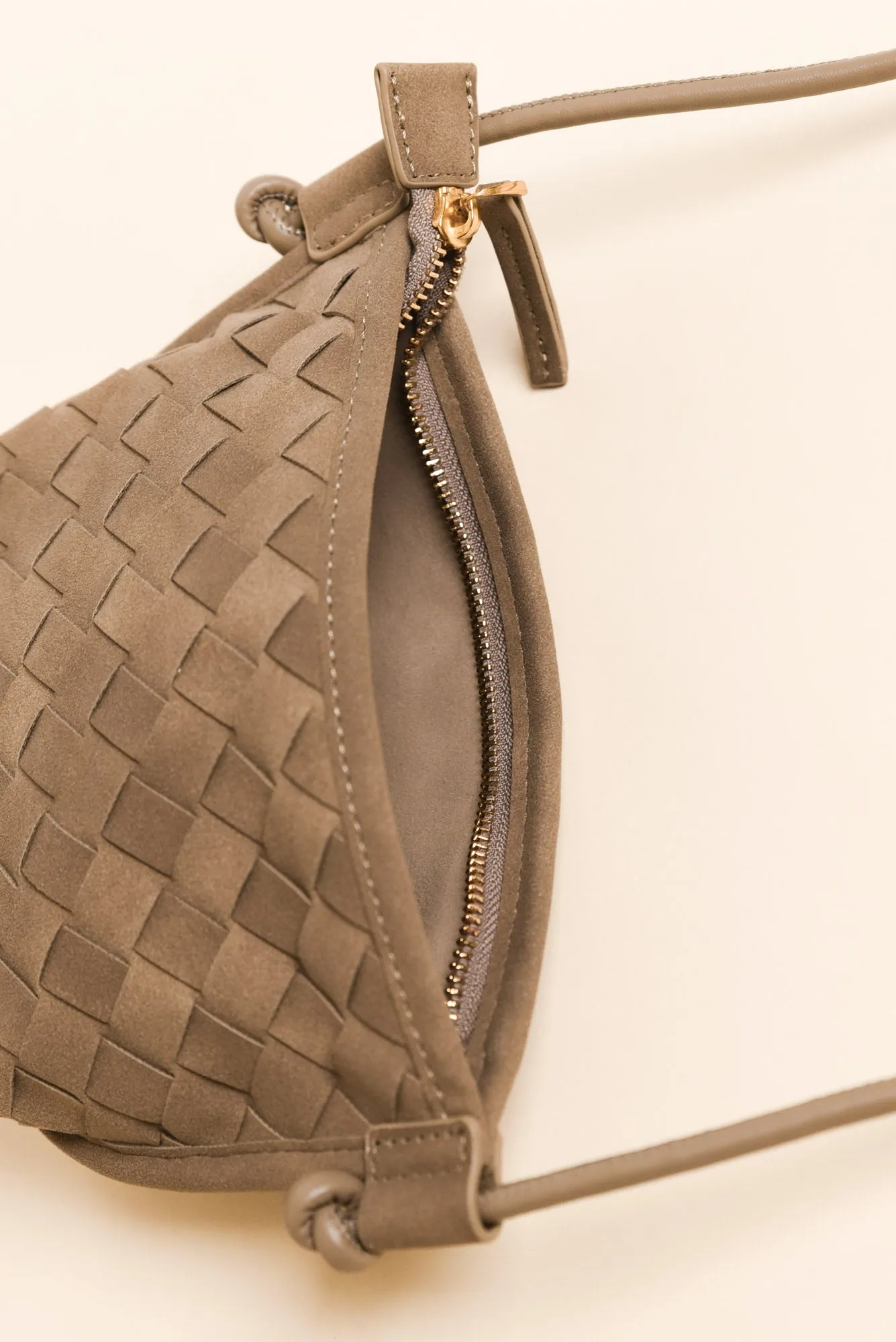 Perez Taupe Suede Crossbody Bag sold by Blue Bungalow product image thumbnail 3