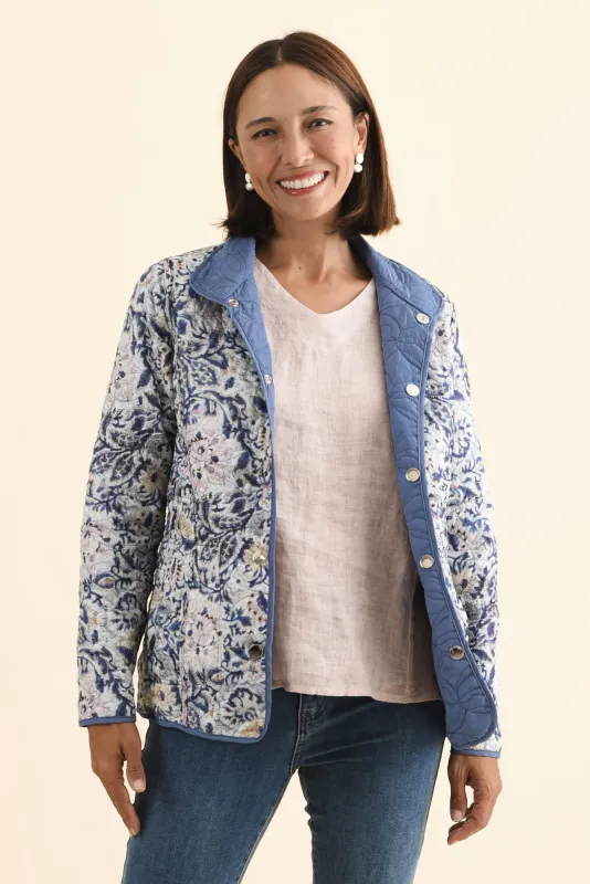 Stefan Blue Paisley Embroidered Button Jacket made by Blue Bungalow