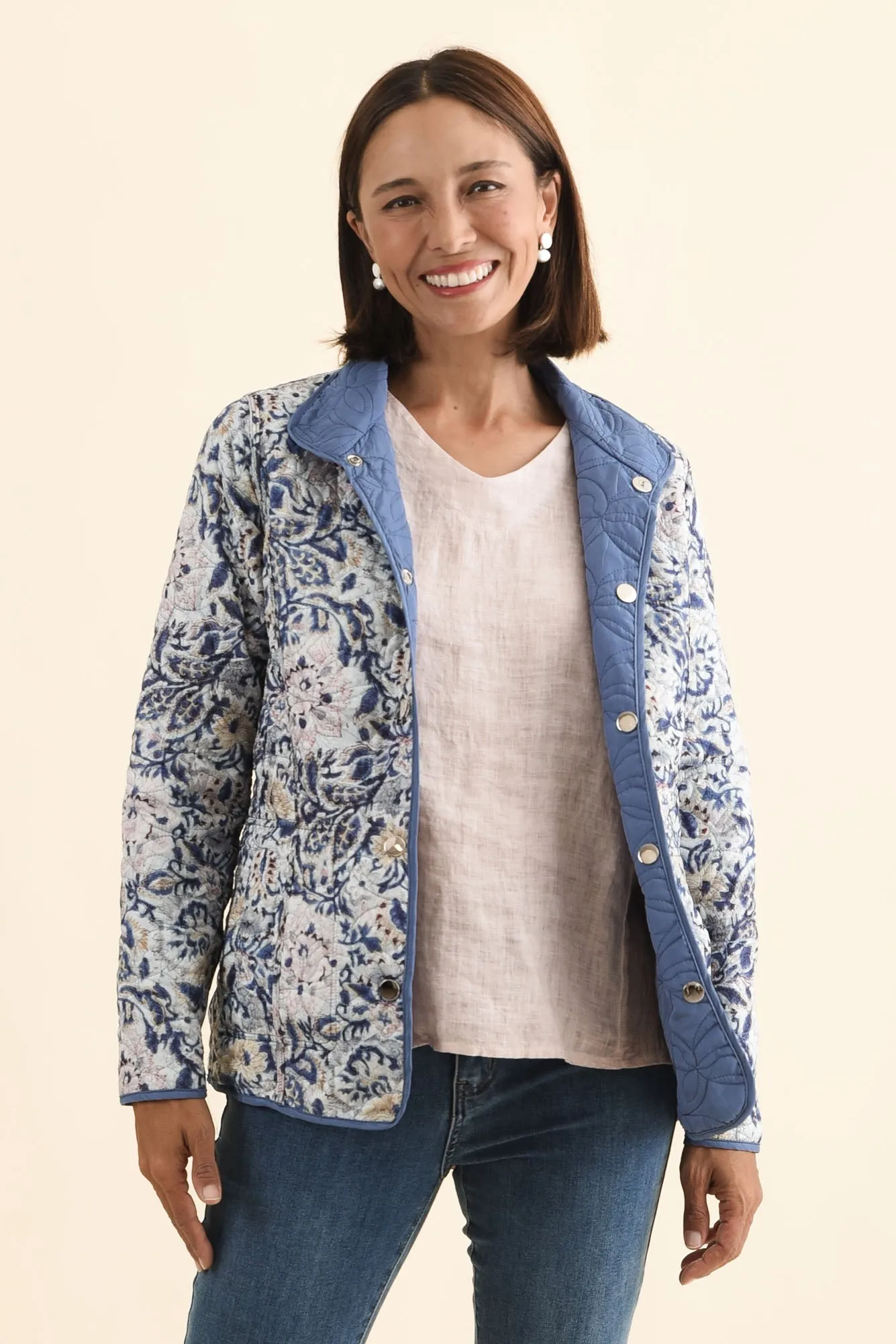 Stefan Blue Paisley Embroidered Button Jacket sold by Blue Bungalow