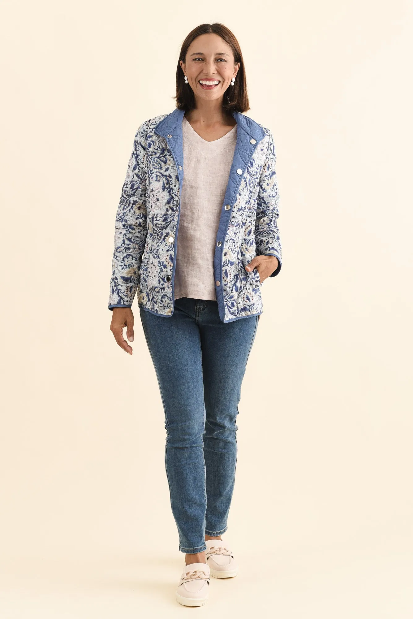Stefan Blue Paisley Embroidered Button Jacket sold by Blue Bungalow product image thumbnail 3