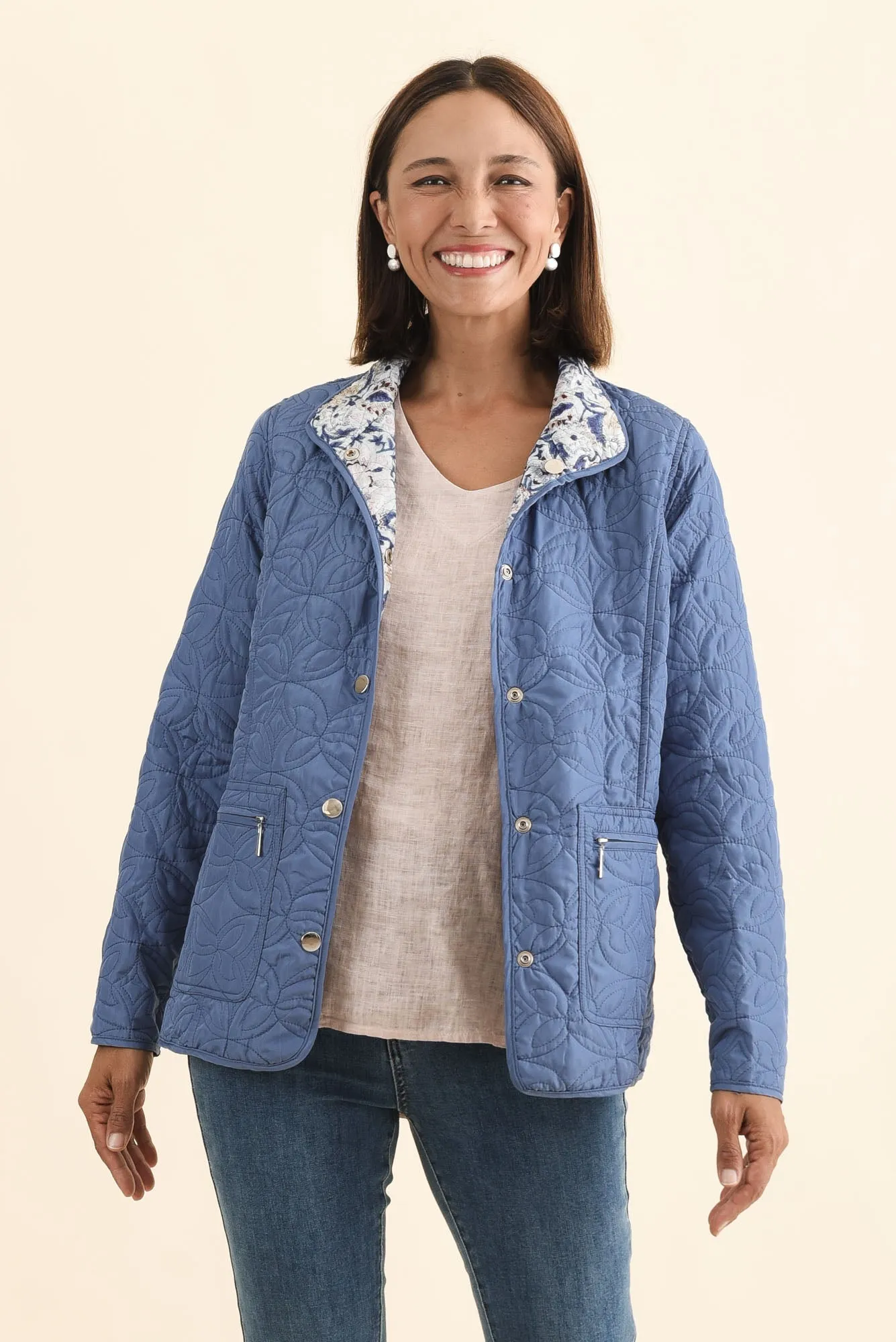 Stefan Blue Paisley Embroidered Button Jacket sold by Blue Bungalow product image thumbnail 2