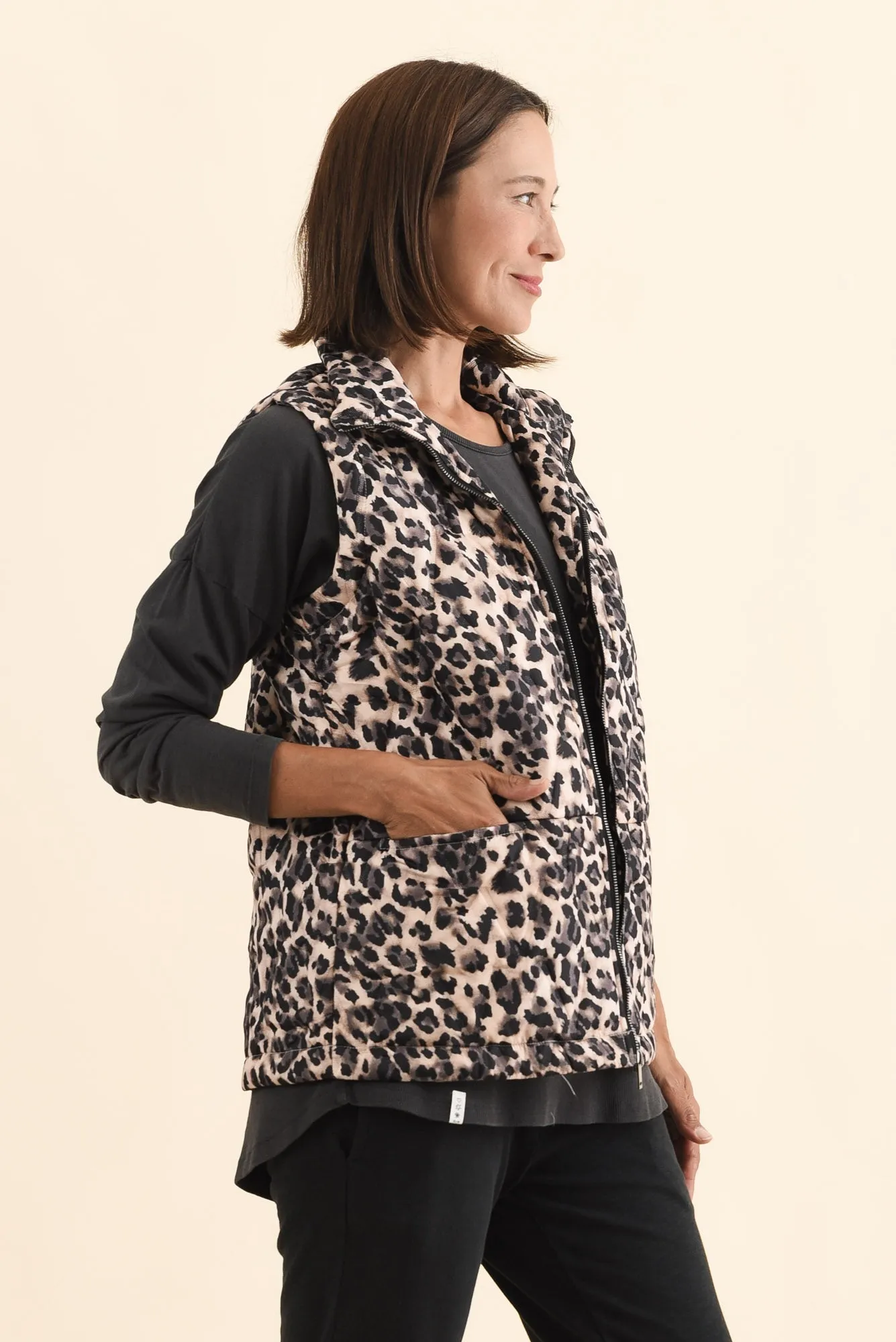 Johnny Brown Leopard Puffer Vest sold by Blue Bungalow product image thumbnail 3