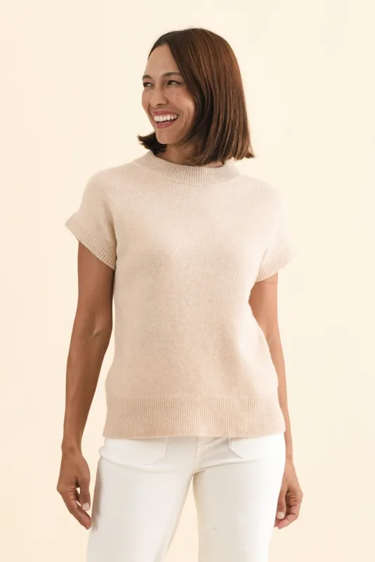 Astor Cream Yak Wool Knit Top made by POL