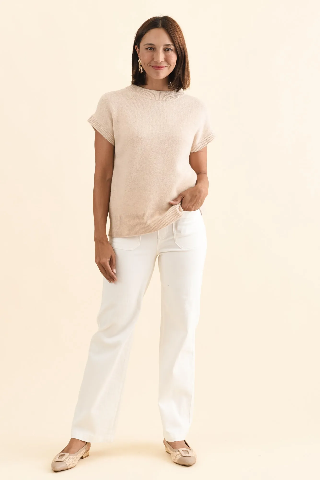 Astor Cream Yak Wool Knit Top sold by Blue Bungalow product image thumbnail 2