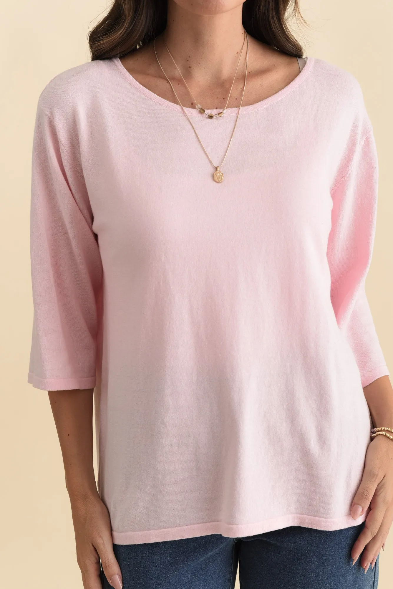 Liberty Pink Cotton Knit 3/4 Sleeve Top sold by Blue Bungalow product image thumbnail 5