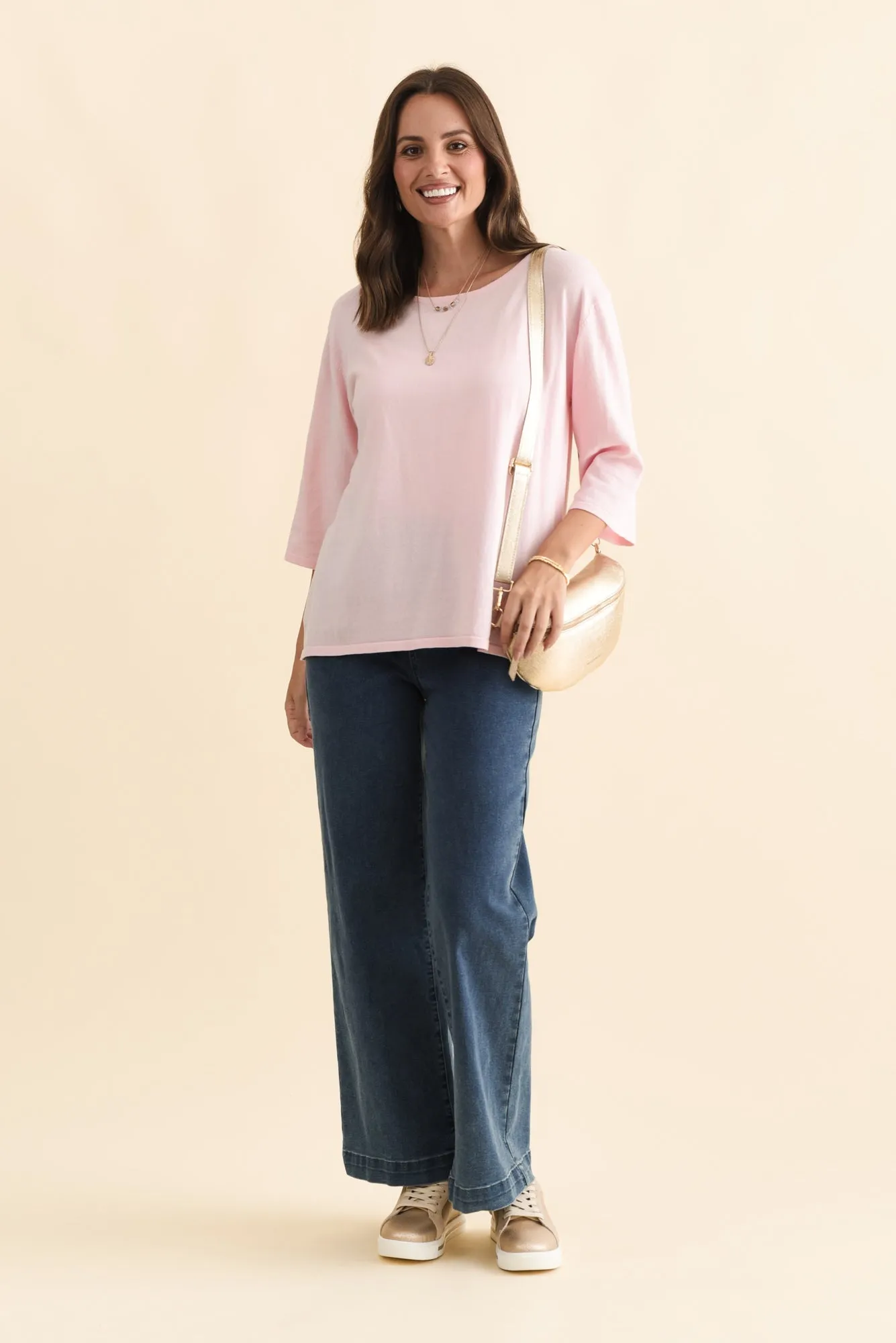 Liberty Pink Cotton Knit 3/4 Sleeve Top sold by Blue Bungalow product image thumbnail 2