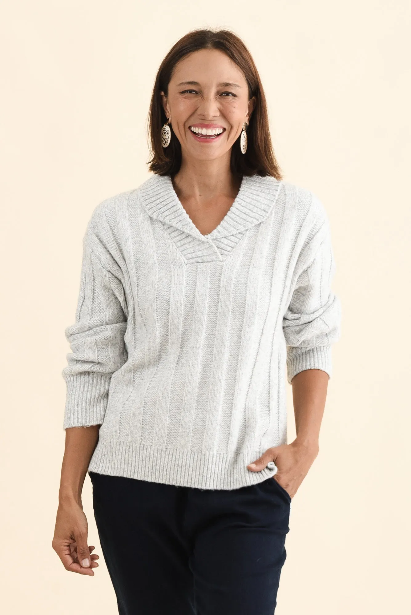 Guy Grey Collared Knit Jumper sold by Blue Bungalow