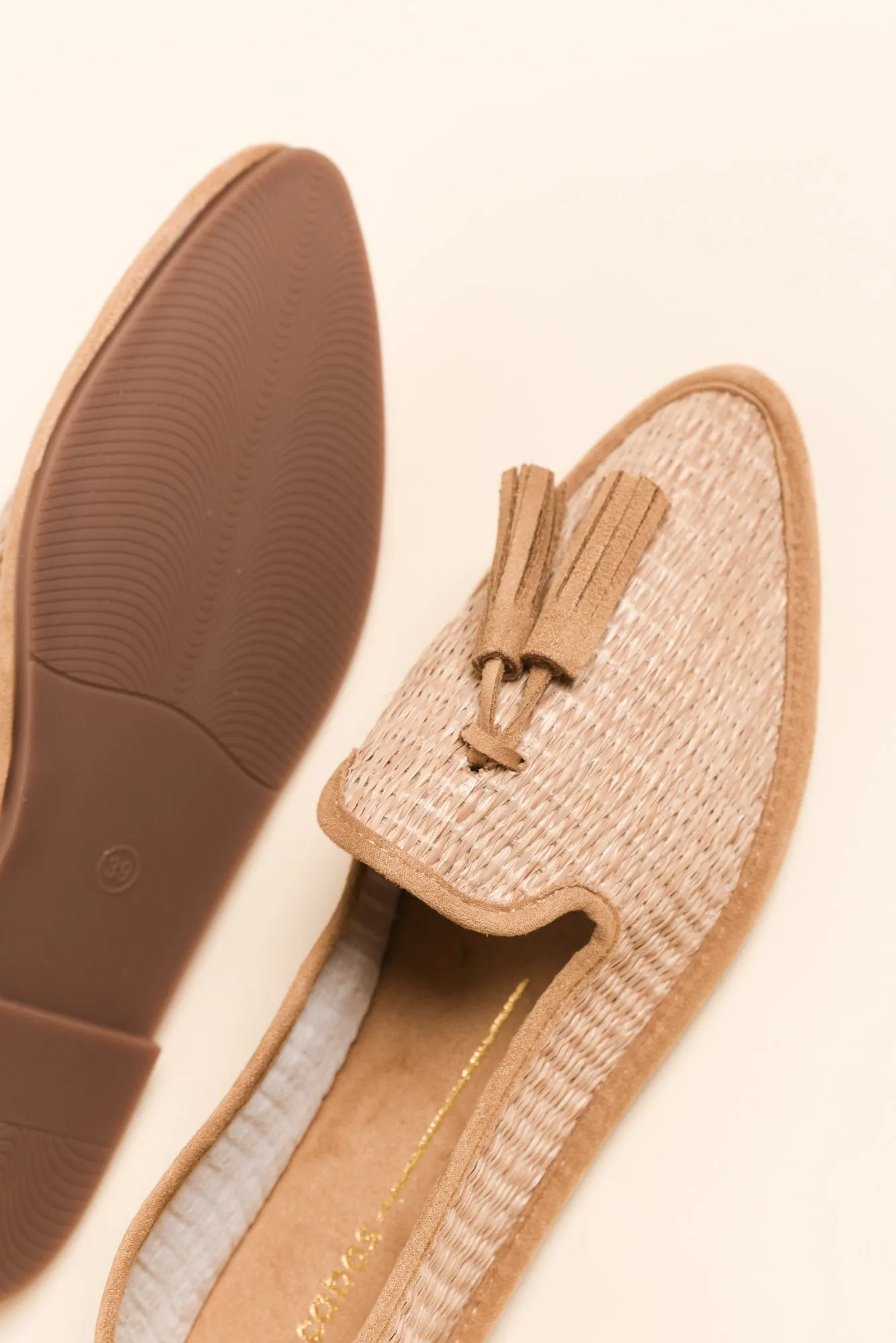 Jia Camel Raffia Tassel Loafer sold by Blue Bungalow product image thumbnail 3