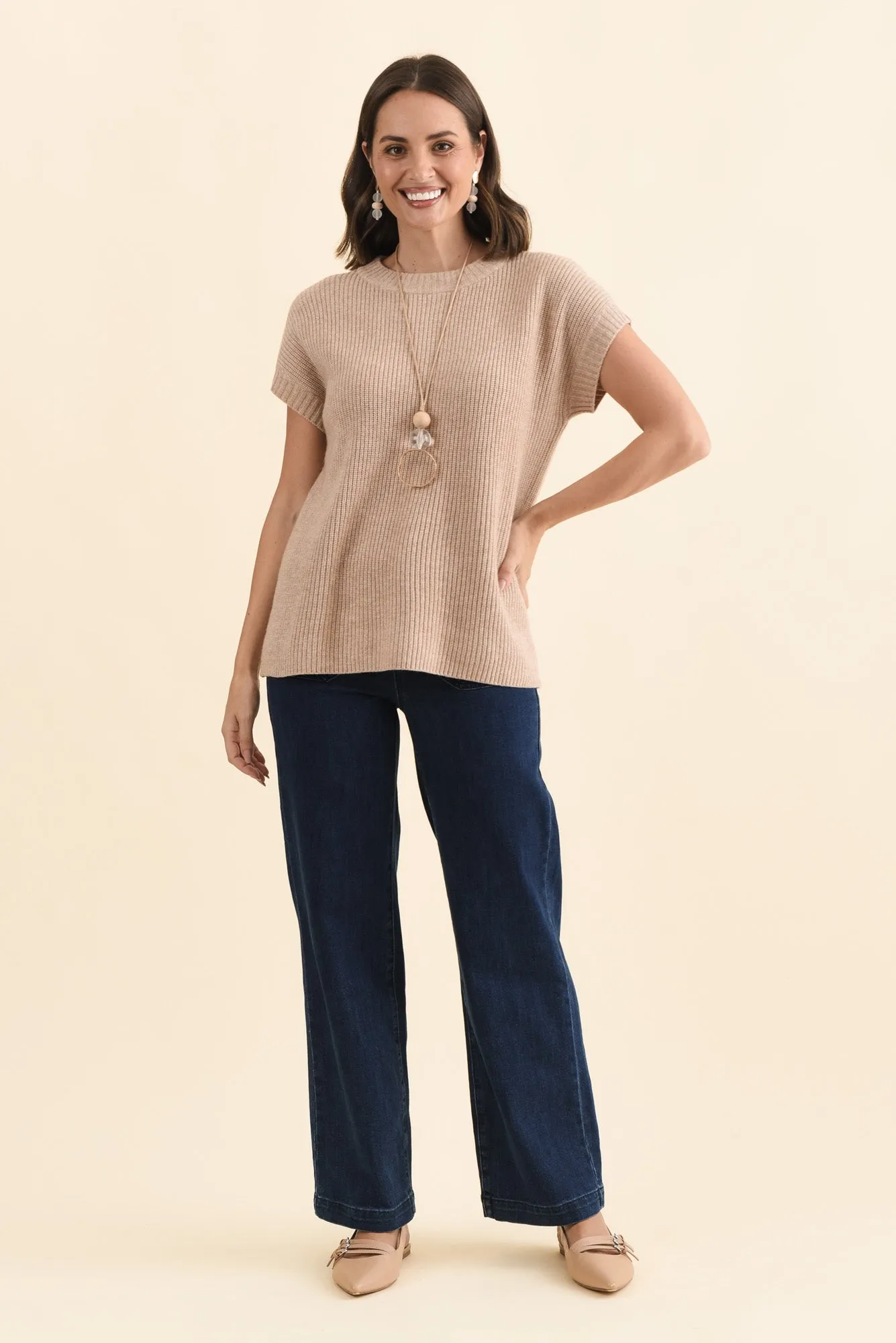 Joyce Beige Wool Cashmere Tee sold by Blue Bungalow product image thumbnail 2