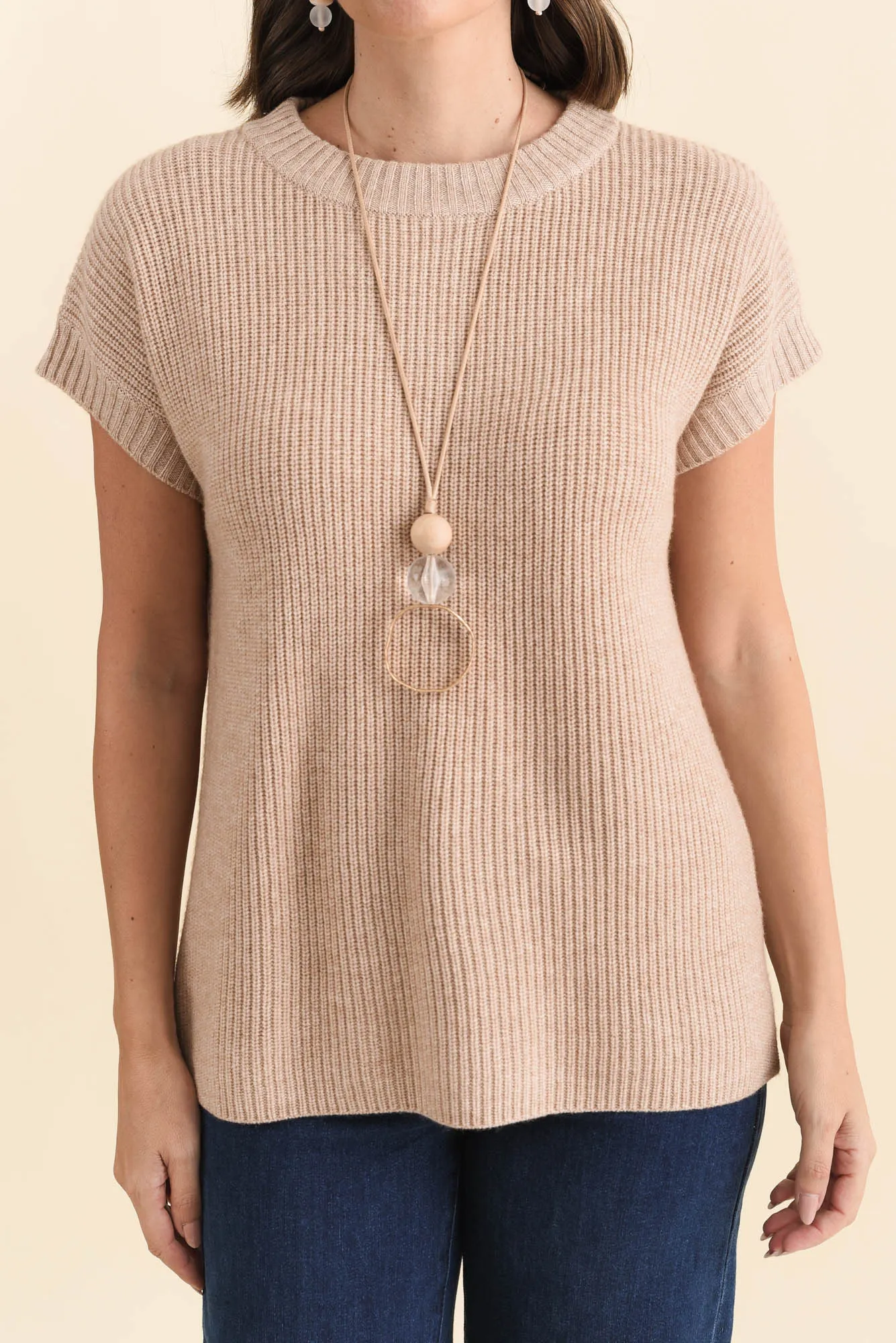 Joyce Beige Wool Cashmere Tee sold by Blue Bungalow product image thumbnail 5