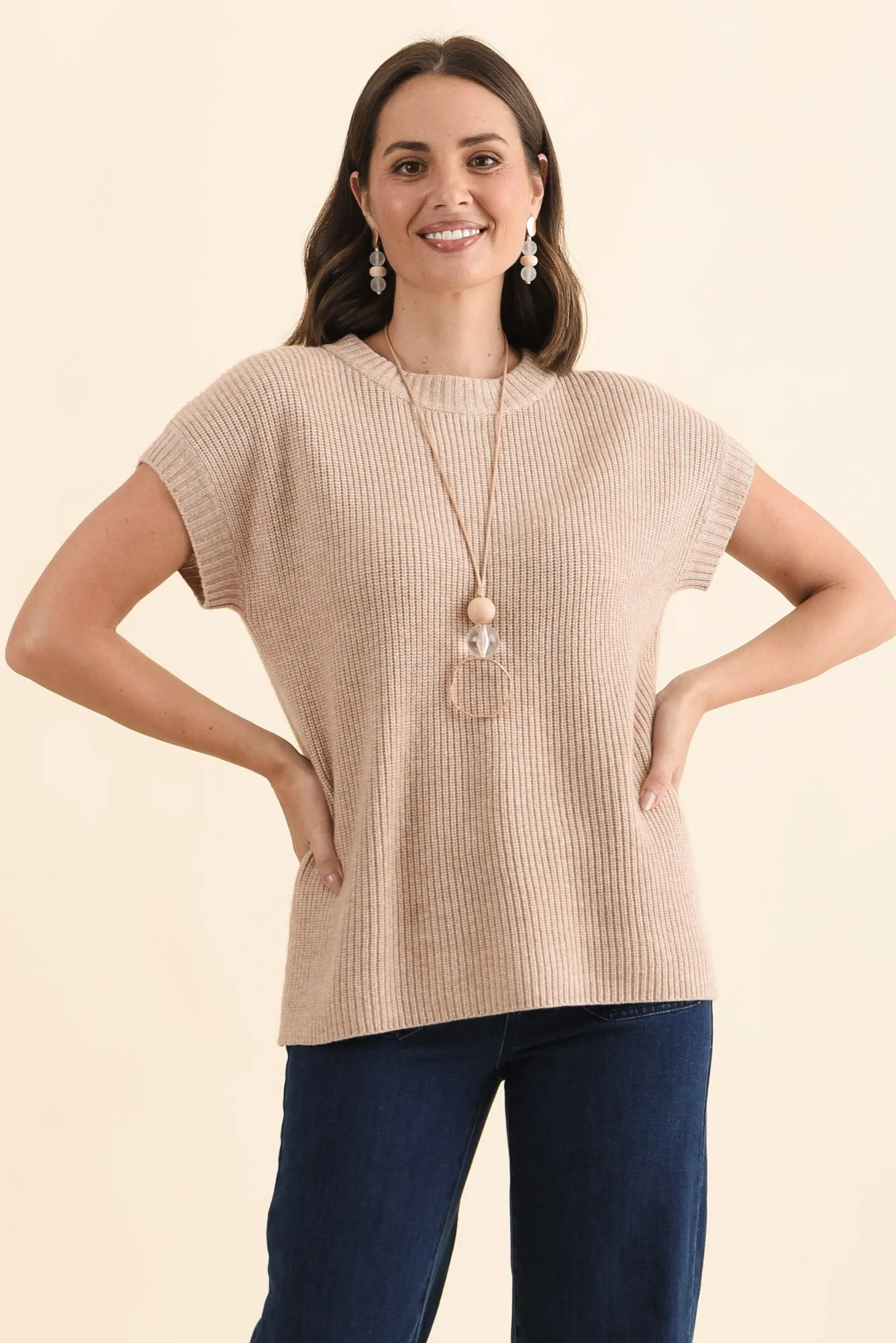 Joyce Beige Wool Cashmere Tee sold by Blue Bungalow