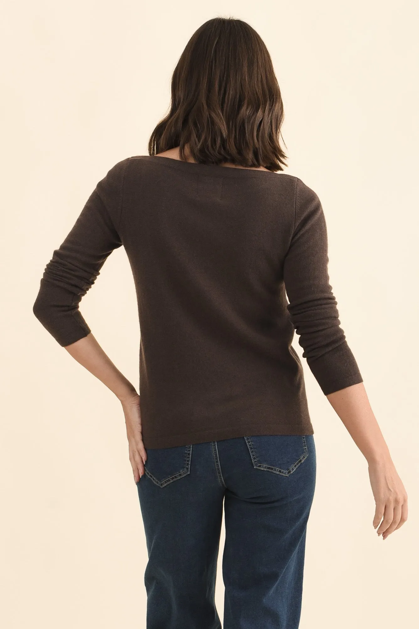Valery Chocolate Wool Cashmere Jumper sold by Blue Bungalow product image thumbnail 4