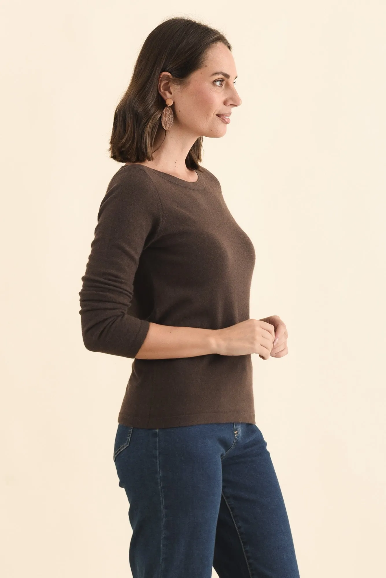 Valery Chocolate Wool Cashmere Jumper sold by Blue Bungalow product image thumbnail 3