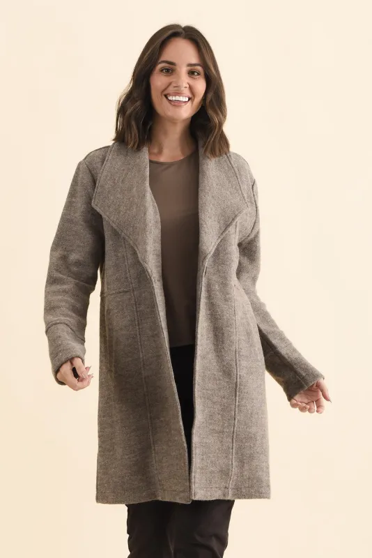 Raquel Taupe Wool Coat made by Blue Bungalow