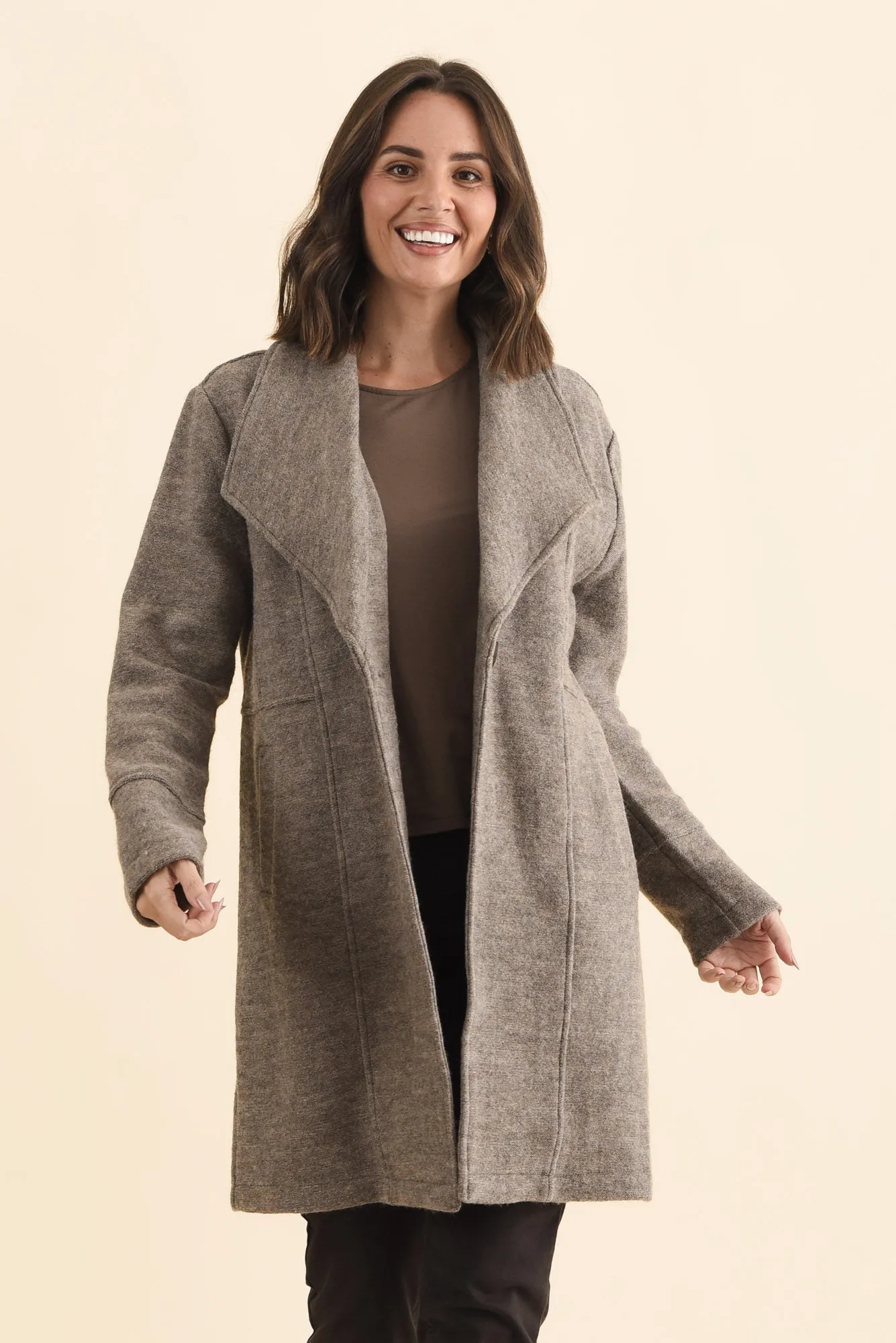 Raquel Taupe Wool Coat sold by Blue Bungalow